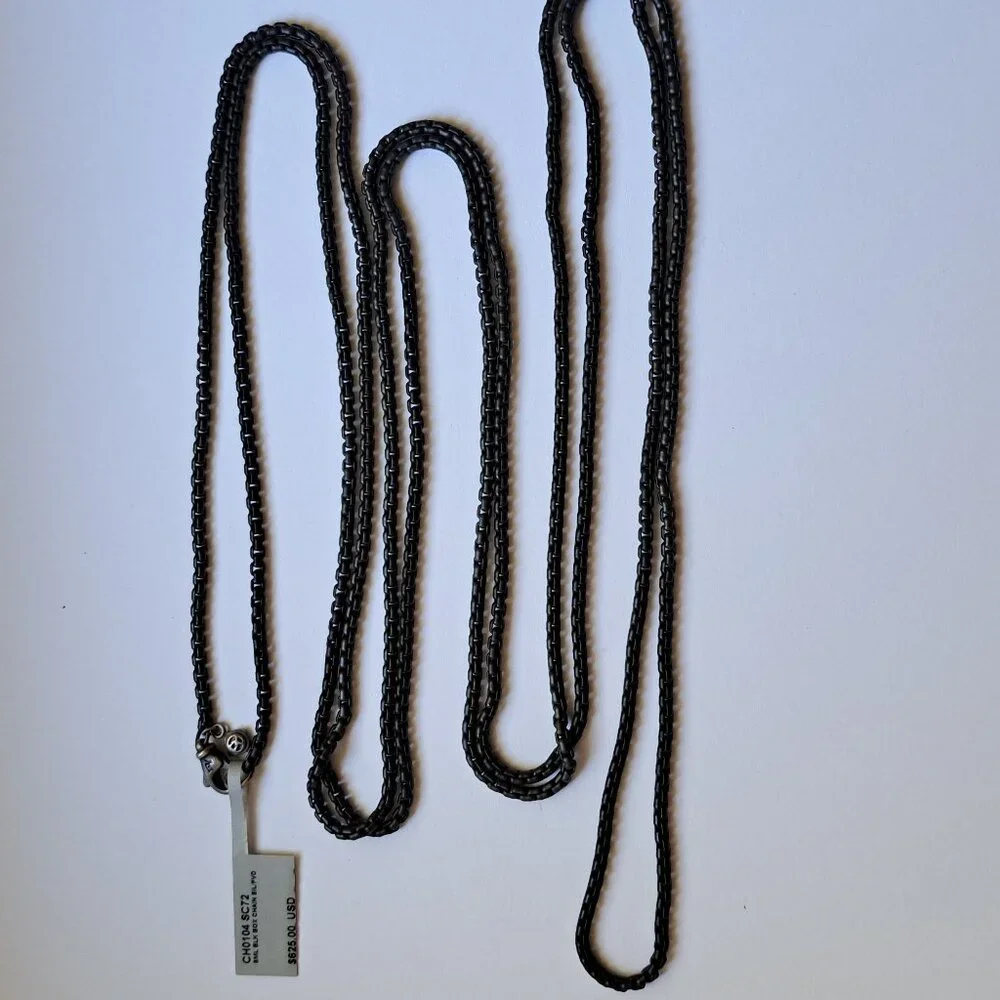 David Yurman Silver Small Black Box Chain - Picture 1 of 4